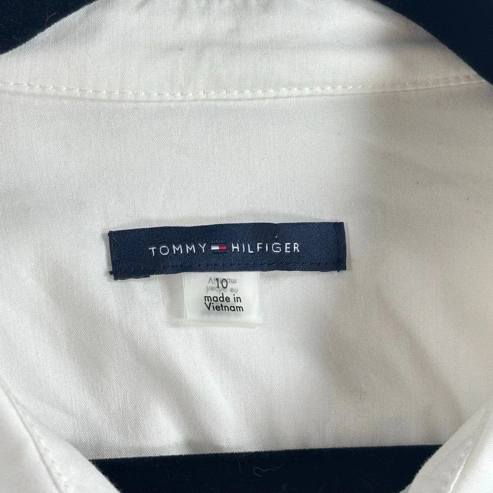 Tommy Hilfiger Dress Color Block Tie Waist Ruffle Buttons Academia Preppy 10 - Picture 6 of 12